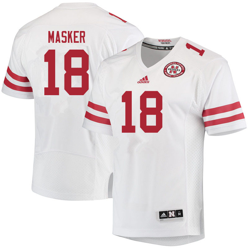 Men #18 Matt Masker Nebraska Cornhuskers College Football Jerseys Sale-White - Click Image to Close
